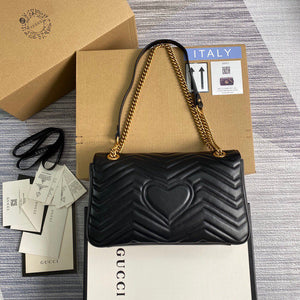 Gucci 443496 GG Marmont Medium Matelass¨¦ Shoulder Bag Black - luxibagsmall