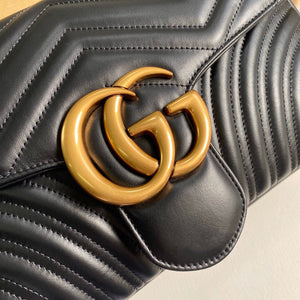 Gucci 443496 GG Marmont Medium Matelass¨¦ Shoulder Bag Black - luxibagsmall