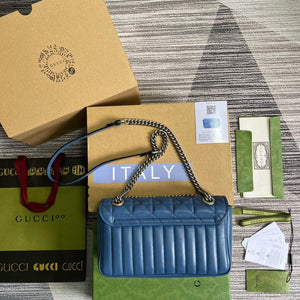 Gucci 443497 GG Marmont Small Shoulder Bag Blue - Default Title - View 2