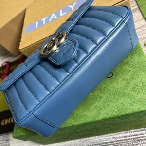Gucci 443497 GG Marmont Small Shoulder Bag Blue - Default Title - View 6