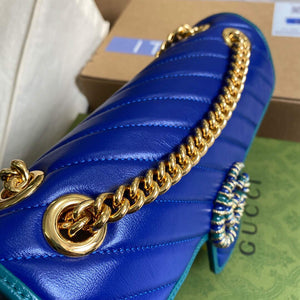 Gucci 443497 GG Marmont Small Shoulder Bag Blue Green - Default Title - View 5