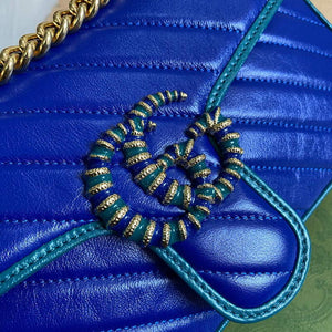 Gucci 443497 GG Marmont Small Shoulder Bag Blue Green - Default Title - View 6