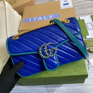 Gucci 443497 GG Marmont Small Shoulder Bag Blue Green - Default Title - View 1