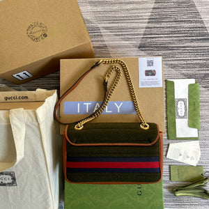 Gucci 443497 GG Marmont Small Shoulder Bag Green Brown - Default Title - View 2