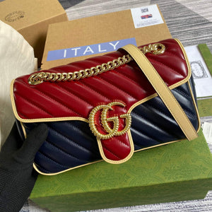 Gucci 443497 GG Marmont Small Shoulder Bag Blue and Red - Default Title - View 5