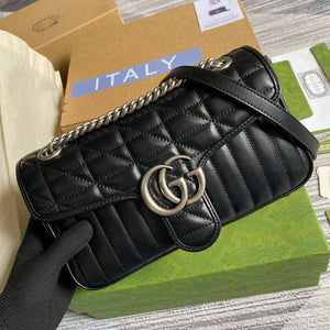 Gucci 443497 GG Marmont Small Shoulder Bag Black - Default Title - View 5