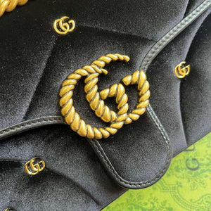 Gucci 443497 GG Marmont Small Shoulder Bag Black Quilted Velvet - Default Title - View 5