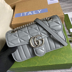 Gucci 446744 GG Marmont Mini Shoulder Bag Grey - Default Title - View 1