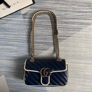Gucci 446744 GG Marmont Matelass¨¦ Mini Bag Navy Blue - luxibagsmall