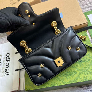 Gucci 446744 GG Marmont Mini Shoulder Bag Double G Studs Black - Default Title - View 8