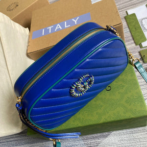 Gucci 447632 GG Marmont Small Shoulder Bag Blue - Default Title - View 6