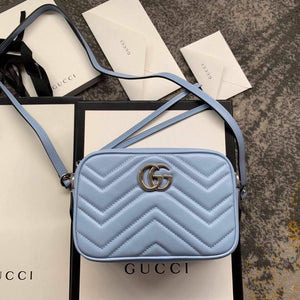 Gucci 448065 GG Marmont Matelass¨¦ Mini Bag Blue - luxibagsmall