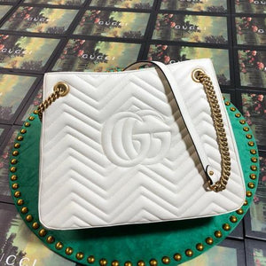 Gucci 453569 GG Marmont Matelass¨¦ Shoulder Bag White - luxibagsmall