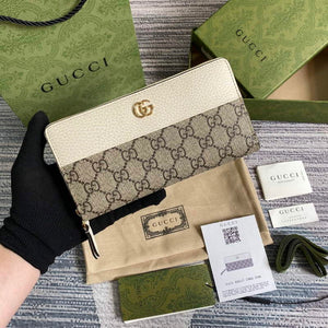 Gucci 456117 GG Marmont Zip Around Wallet White - Default Title - View 1