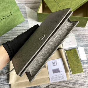 Gucci 497985 GG Marmont Leather Mini Chain Bag Dark grey - Default Title - View 4