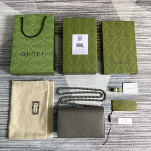 Gucci 497985 GG Marmont Leather Mini Chain Bag Dark grey - Default Title - View 9