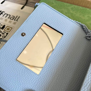 Gucci 497985 GG Marmont Leather Mini Chain Bag Pale blue - Default Title - View 8
