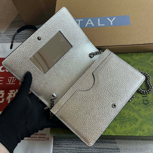 Gucci 497985 GG Marmont Leather Mini Chain Bag Silver - Default Title - View 8