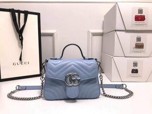 Gucci a€?47260 GG Marmont Mini Top Handle Bag Blue - luxibagsmall