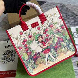 Gucci 550763 Children's Fairy Print Large Tote Bag Red - Default Title - View 4