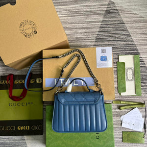 Gucci 583571 GG Marmont mini top handle bag Blue - Default Title - View 2