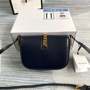 Gucci 615965 Sylvie 1969 flap mini shoulder bag Navy blue - luxibagsmall