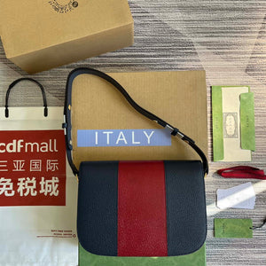 Gucci 602204 Adidas X Gucci Gucci Horsebit 1955 Small Bag Navy& White - Default Title - View 2