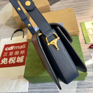 Gucci 602204 Adidas X Gucci Gucci Horsebit 1955 Small Bag Navy& White - Default Title - View 3