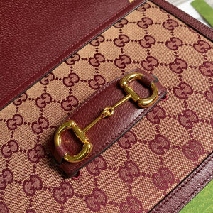 Gucci Horsebit 1955 shoulder bag 602204 Beige and burgundy Original GG canvas - Default Title - View 6