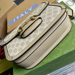 Gucci Horsebit 1955 shoulder bag 602204 beige with beige leather - Default Title - View 5