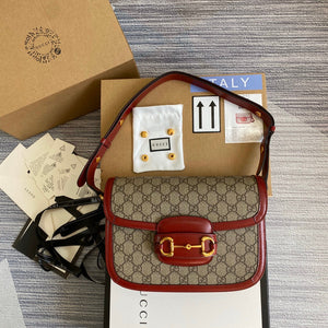 Gucci Horsebit 1955 shoulder bag 602204 Beige with red leather - Default Title - View 1