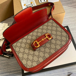 Gucci Horsebit 1955 shoulder bag 602204 Beige with red leather - Default Title - View 6
