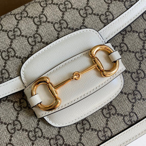 Gucci Horsebit 1955 shoulder bag 602204 Beige with white leather - Default Title - View 4