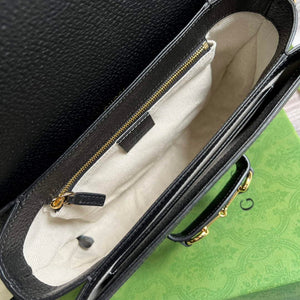 Gucci Horsebit 1955 shoulder bag 602204 Black and ivory GG denim jacquard - Default Title - View 8