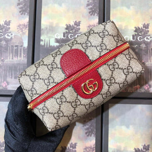 Gucci 611001 GG Ophidia GG Cosmetic Case Beige &Red - Default Title - View 1