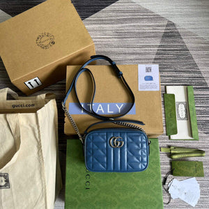 Gucci 634936 GG Marmont Mini Shoulder Bag Blue - Default Title - View 1
