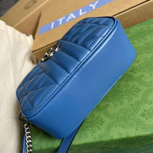 Gucci 634936 GG Marmont Mini Shoulder Bag Blue - Default Title - View 6