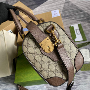 Gucci 645017 GG Small Duffel Bag With Web Brown - Default Title - View 3