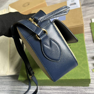 Gucci 645454 Gucci Horsebit 1955 Small Shoulder Bag Beige Blue - Default Title - View 3