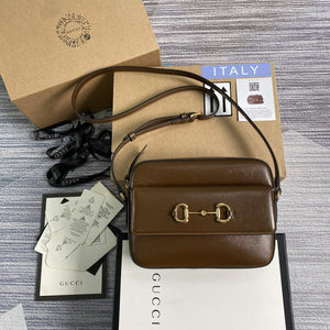 Gucci 645454 Gucci Horsebit 1955 Small Shoulder Bag Brown - Default Title - View 1