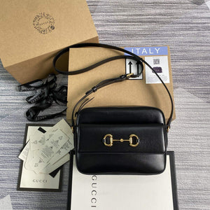 Gucci 645454 Gucci Horsebit 1955 Small Shoulder Bag Black - Default Title - View 1
