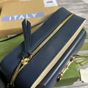 Gucci 645454 Gucci Horsebit 1955 Small Shoulder Bag Beige Blue - Default Title - View 8