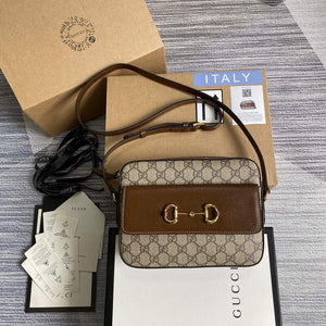 Gucci 645454 Gucci Horsebit 1955 small shoulder bag Biege and brown - Default Title - View 1