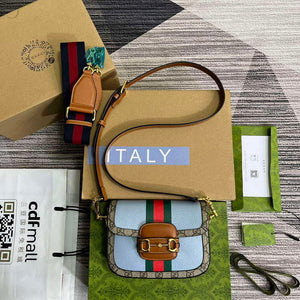 Gucci 658574 Gucci Horsebit 1955 Mini Bag Blue - Default Title - View 1