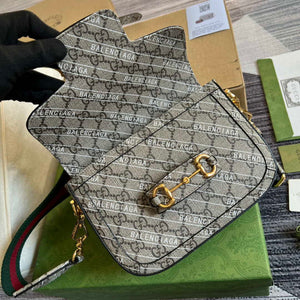 Gucci 658574 Gucci Horsebit 1955 Mini Bag Gray with Pvc Printer Logo - Default Title - View 7