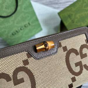 Gucci 658634 Original Brown leather bamboo wallet - Default Title - View 6