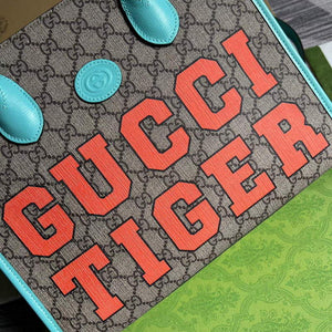 Gucci 659983 GG Small Tote Bag Blue Orange - Default Title - View 6