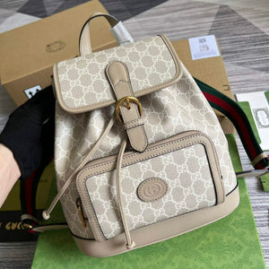Gucci 674147 Backpack with Interlocking G Beige and white - Default Title - View 4