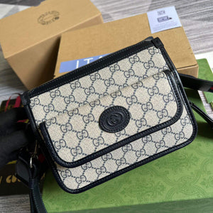 Gucci 674164 Messenger Bag With Interlocking G Blue - Default Title - View 4