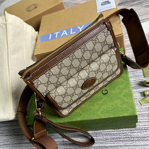Gucci 674164 Messenger Bag With Interlocking G Brown - Default Title - View 5